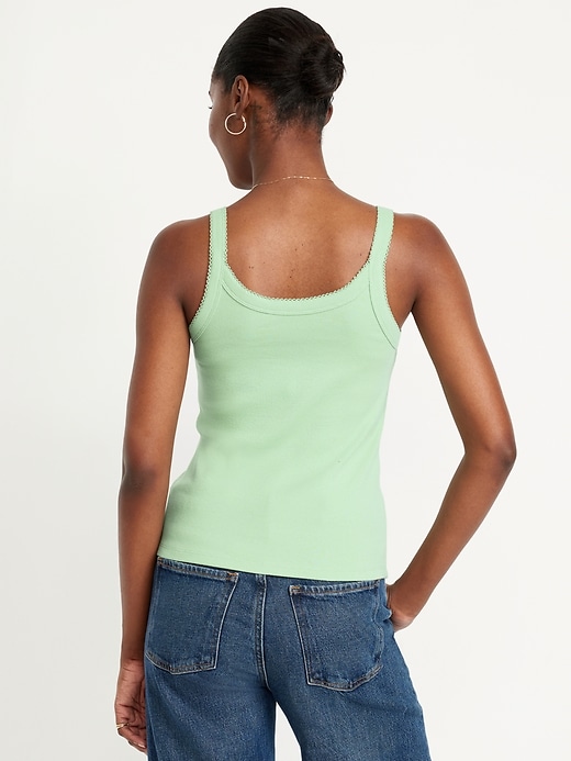 Image number 2 showing, 90s Ribbed Lace-Trim Tank