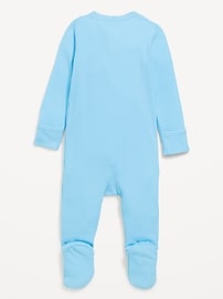 L'image numéro 2 présente Une-pièce à pieds Nuit ou jeu côtelée à glissière à double sens pour bébé