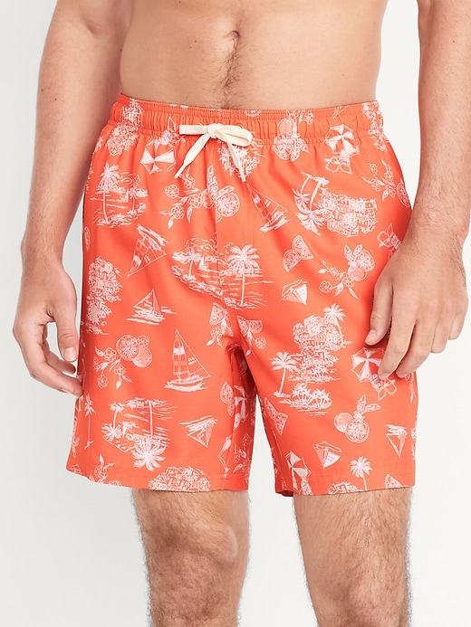 Image number 1 showing, Printed Swim Trunks -- 7-inch inseam