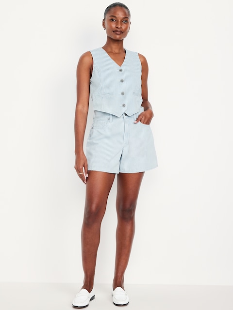 Curvy High-Waisted Baggy Jean Shorts -- 5-inch inseam
