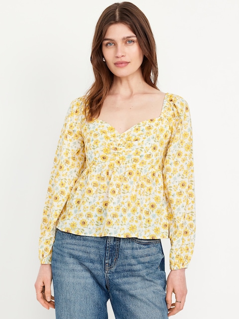 Long-Sleeve Floral Top