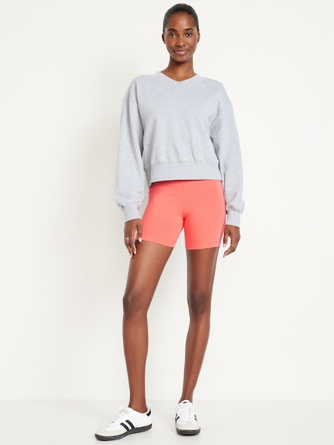 High-Waisted Jersey Biker Shorts -- 6-inch inseam