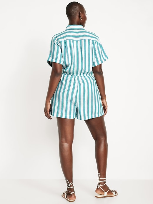 Image number 5 showing, Crinkle Gauze Button-Down Romper