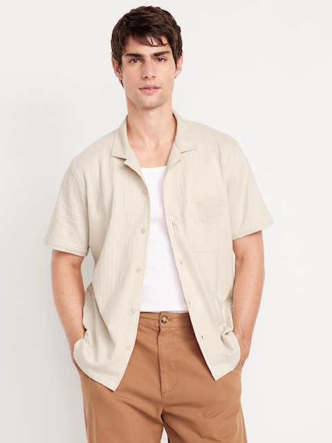 Short-Sleeve Seersucker Camp Shirt