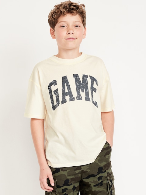 Oversized Washed Short-Sleeve T-Shirt for Boys