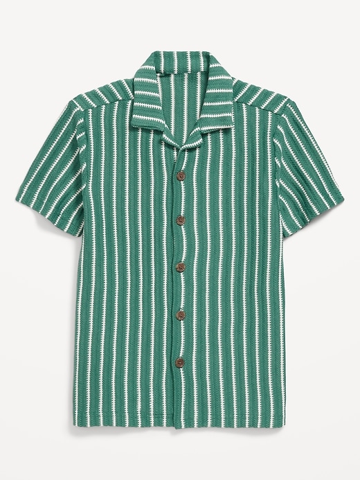 View large product image 2 of 3. Printed Short-Sleeve Sweater-Knit Shirt for Boys