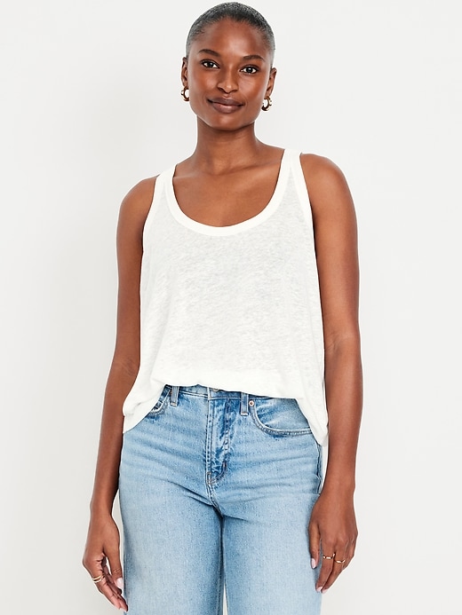 Image number 1 showing, Linen-Blend Tank Top