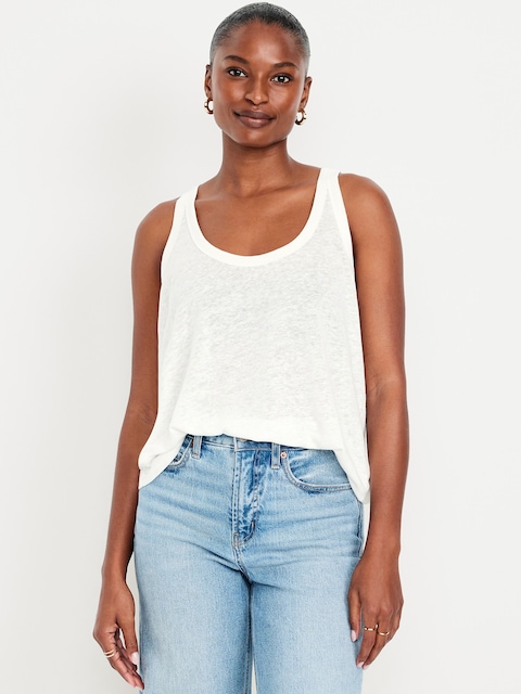 Linen-Blend Tank Top