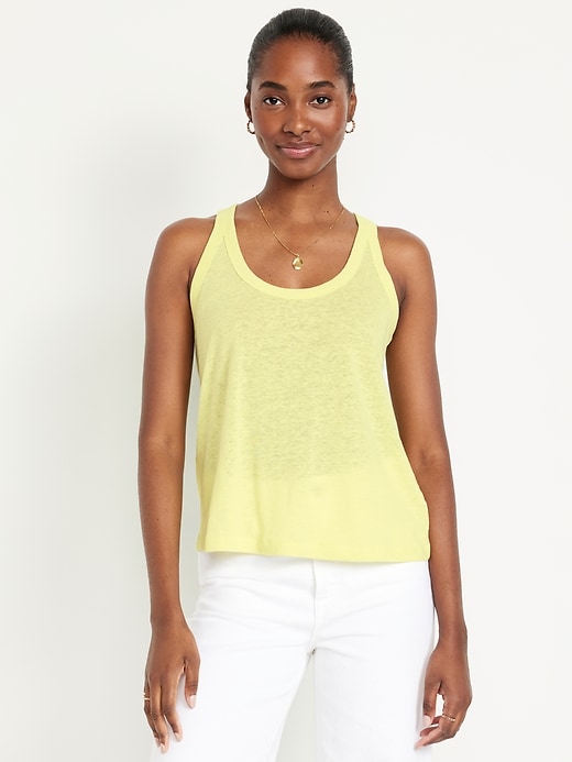 Image number 1 showing, Linen-Blend Tank Top