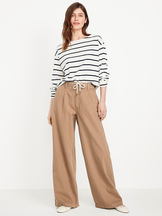 Image number 1 showing, High-Waisted Super Wide-Leg Drapey Pants