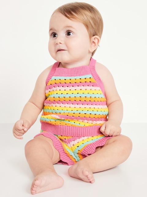 Crochet-Knit Tank Top and Shorts Set for Baby