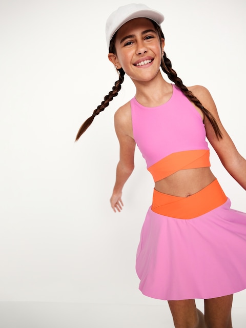 High-Waisted Crossover PowerSoft Skort for Girls