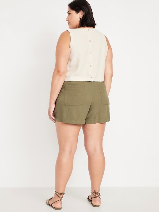 Image number 7 showing, High-Waisted Linen-Blend Shorts -- 3.5-inch inseam