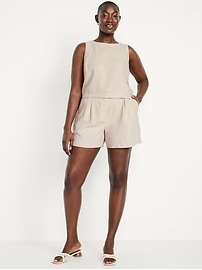 Extra High-Waisted Linen-Blend Taylor Trouser Shorts -- 5-inch inseam