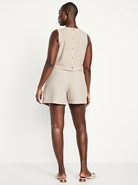 Extra High-Waisted Linen-Blend Taylor Trouser Shorts -- 5-inch inseam