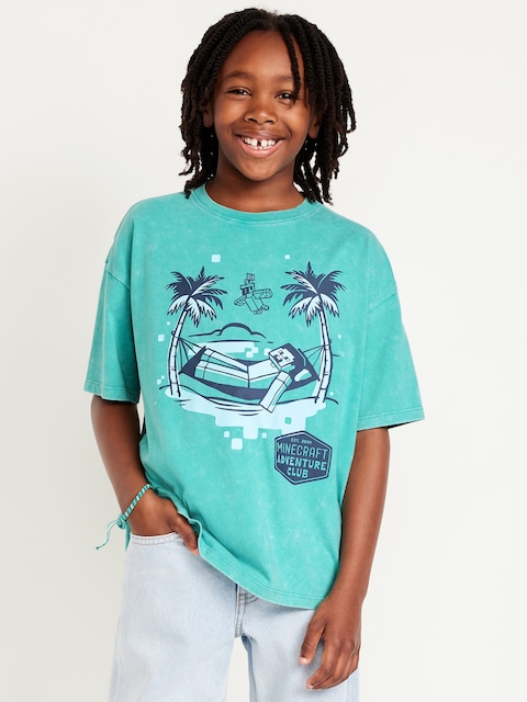 Oversized Minecraft™ Gender-Neutral Graphic T-Shirt for Kids