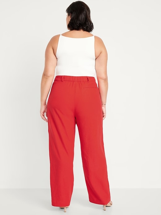 Image number 8 showing, Extra High-Waisted Linen-Blend Taylor Wide-Leg Trouser Pants