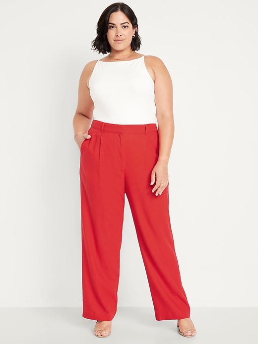 Image number 7 showing, Extra High-Waisted Linen-Blend Taylor Wide-Leg Trouser Pants