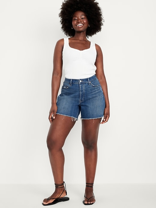 Image number 5 showing, Curvy High-Waisted OG Jean Cut-Off Shorts -- 5-inch inseam