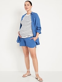 Image number 1 showing, Maternity Foldover-Waist Pull-On Shorts -- 4-inch inseam