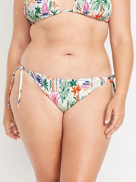Image number 7 showing, Mid-Rise Textured String Bikini Swim Bottoms