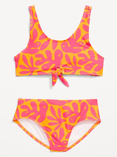 Printed Tie-Knot Bikini Swim Set for Girls
