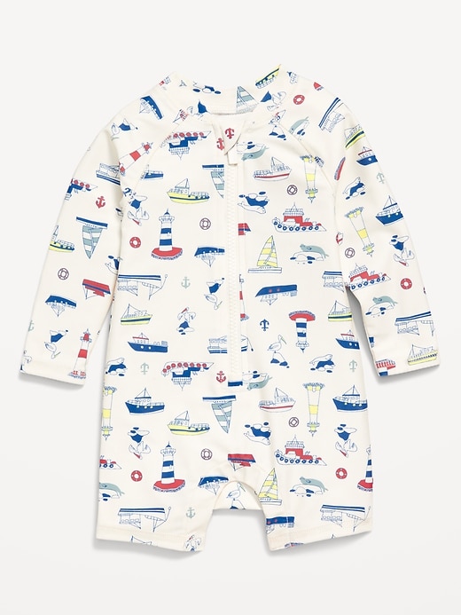 View large product image 1 of 1. Printed Swim Rashguard Bodysuit for Baby