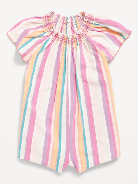 Printed Flutter-Sleeve One-Piece Romper for Baby