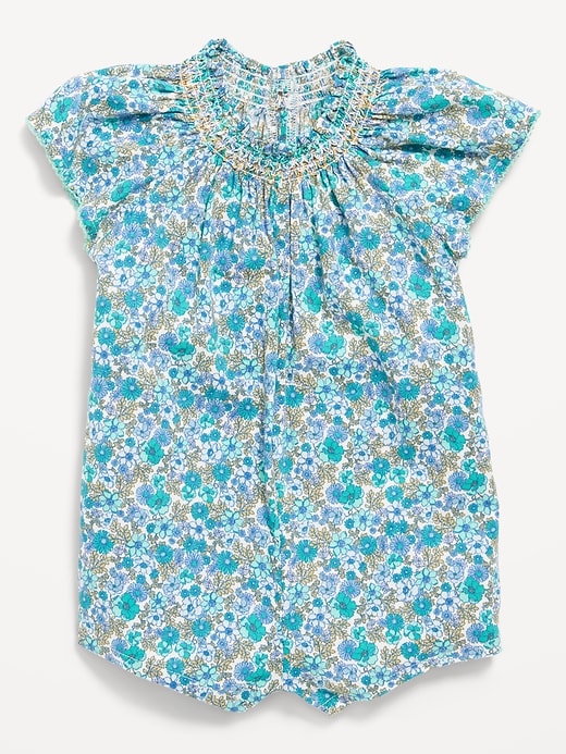 View large product image 1 of 1. Printed Flutter-Sleeve One-Piece Romper for Baby