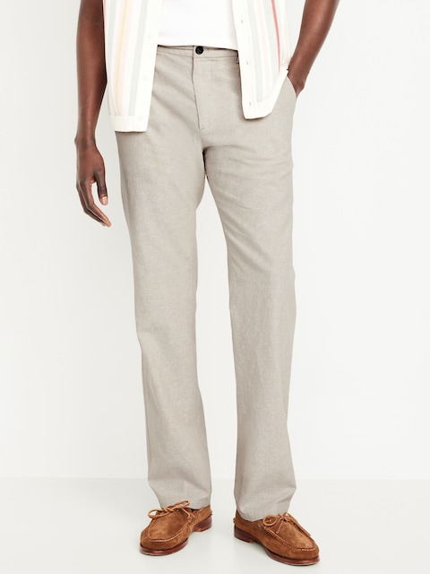 Pantalon chino droit années 1990 en mélange de lin