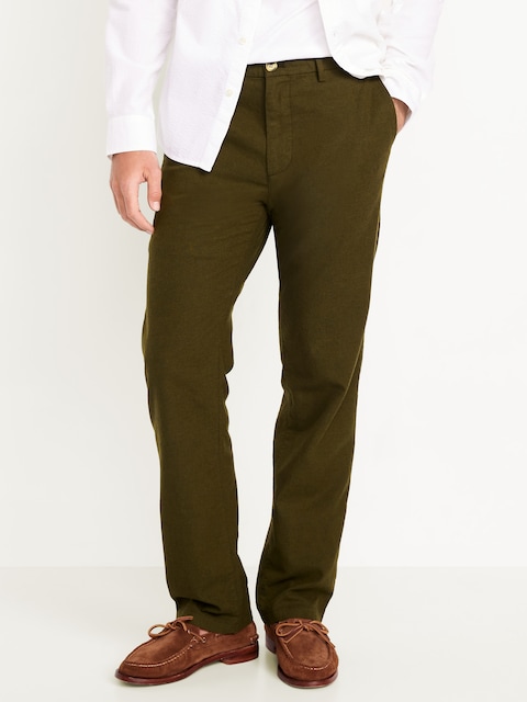 90's Straight Linen-Blend Chino Pants
