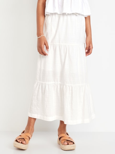 Printed Tiered Swing Midi Skirt for Girls