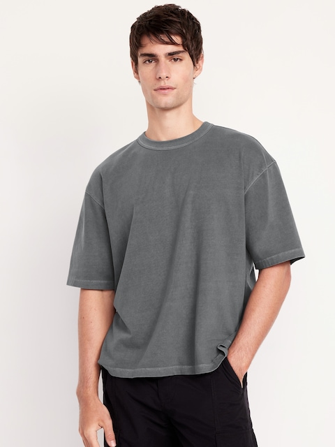 Garment-Dyed Cropped T-Shirt - Black