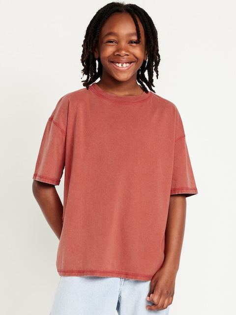 Oversized Washed Short-Sleeve T-Shirt for Boys