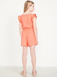 Image number 2 showing, Short-Sleeve Ruffle Textured Romper for Girls