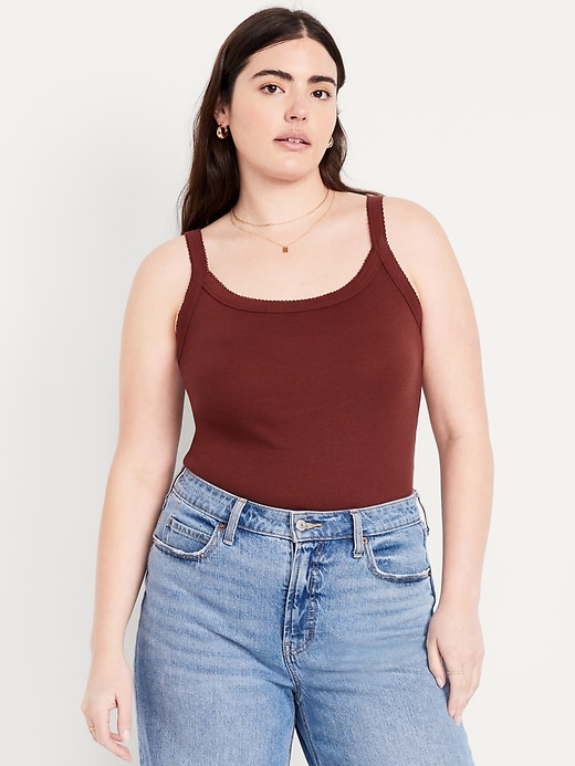 Image number 4 showing, 90s Ribbed Lace-Trim Tank