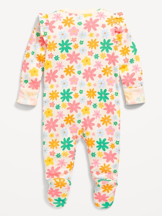 View large product image 2 of 3. 2-Way-Zip Sleep & Play Ruffle-Trim Footed One-Piece for Baby