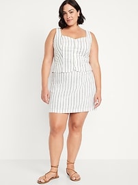 High-Waisted Linen-Blend Mini Skirt