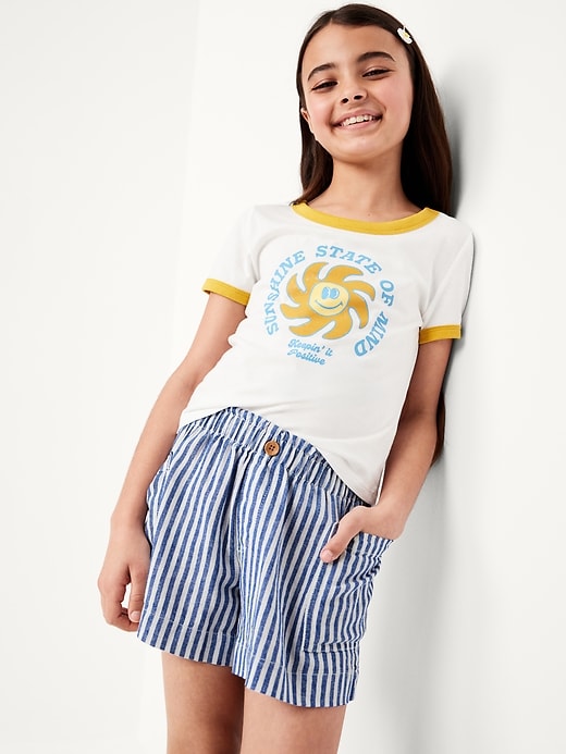 Image number 3 showing, Printed Linen-Blend Utility Shorts for Girls