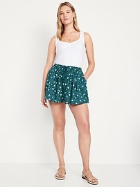 High-Waisted Poplin Pull-On Shorts