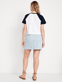 Mid-Rise Wow Jean Mini Skirt