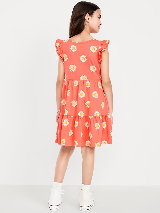 View large product image 2 of 5. Printed Flutter-Sleeve Tiered Swing Dress for Girls