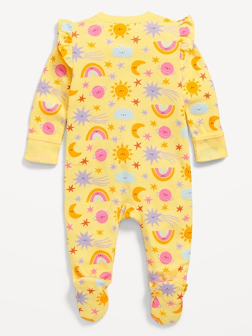 View large product image 2 of 3. 2-Way-Zip Sleep & Play Ruffle-Trim Footed One-Piece for Baby