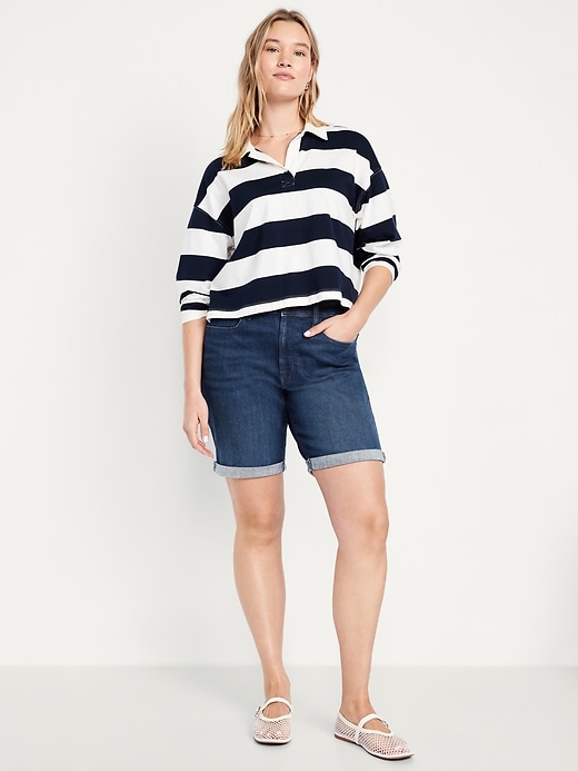 Image number 5 showing, High-Waisted Wow Jean Shorts -- 9-inch inseam