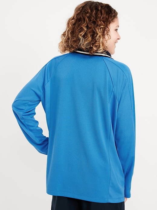 View large product image 2 of 3. Oversized Long-Sleeve Collared Performance Top for Boys