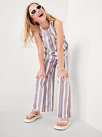 View large product image 3 of 3. Printed High-Waisted Linen-Blend Wide-Leg Pants for Girls