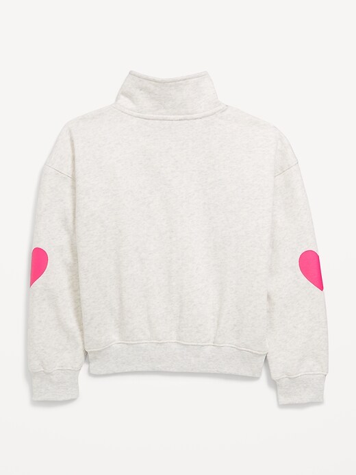 L'image numéro 3 présente Chandail en coton ouaté surdimensionné à glissière au quart pour fille