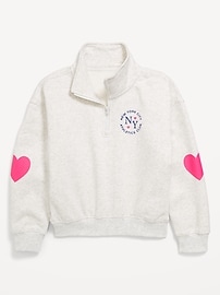 L'image numéro 2 présente Chandail en coton ouaté surdimensionné à glissière au quart pour fille