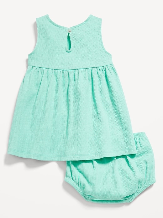 View large product image 2 of 2. Sleeveless Crochet-Panel Dress and Shorts Set for Baby