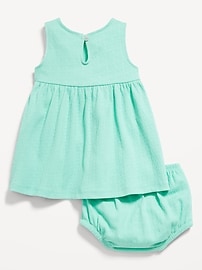 Image number 2 showing, Sleeveless Crochet-Panel Dress and Shorts Set for Baby